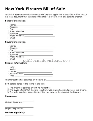 Printable New York Firearm Bill of Sale Form