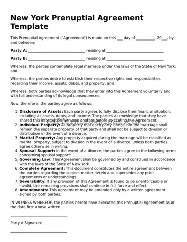 Printable New York Prenuptial Agreement Form