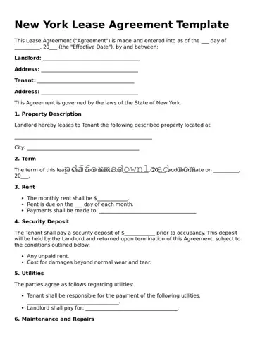 Printable New York Lease Agreement Form