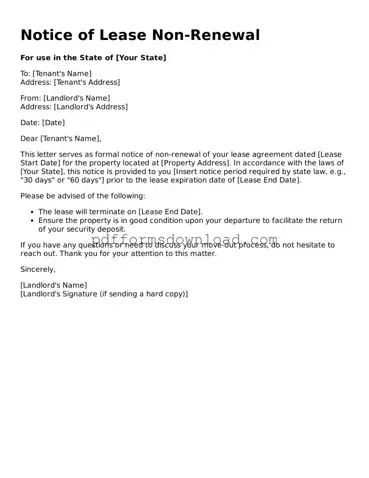 Official Notice of Lease Non-Renewal Document
