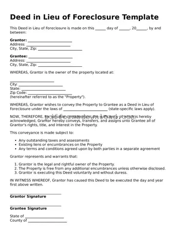Official Deed in Lieu of Foreclosure Document