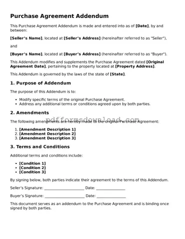 Official Purchase Agreement Addendum Document