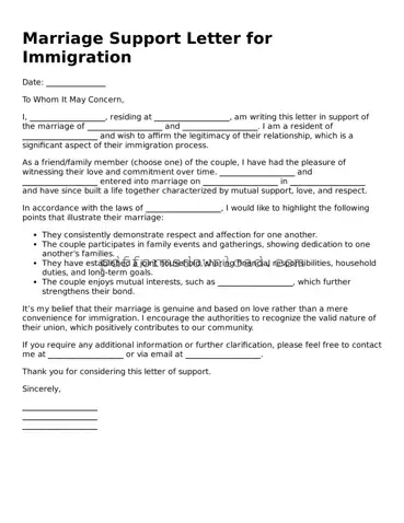 Official Marriage Support Letter for Immigration Document