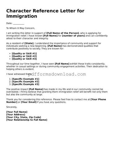 Official Character Reference Letter for Immigration Document