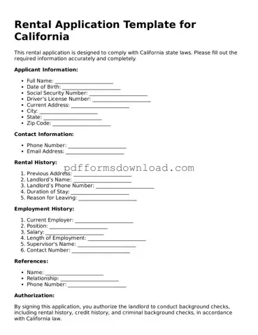 Official Rental Application Document