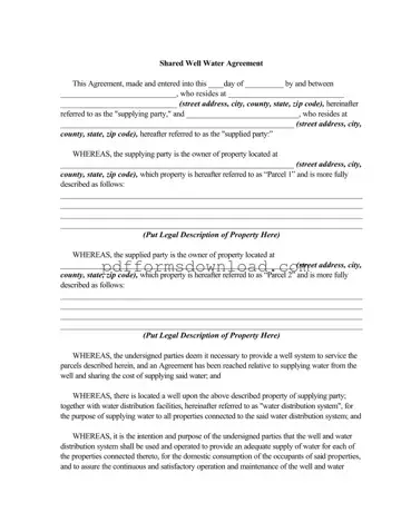 Download Shared Well Agreement Template