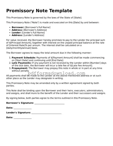 Official Promissory Note Document