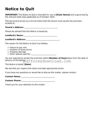 Official Notice to Quit Document