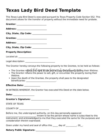 Printable Texas Lady Bird Deed Form