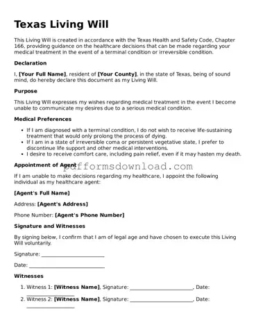 Printable Texas Living Will Form