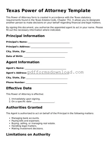 Printable Texas Power of Attorney Form