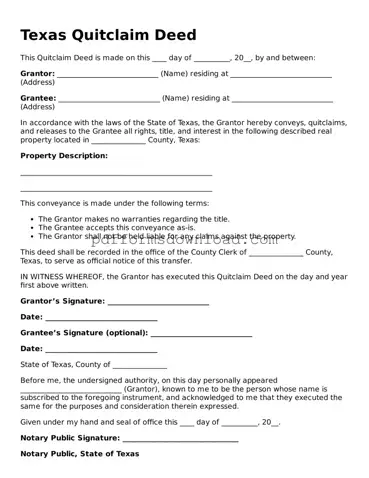 Printable Texas Quitclaim Deed Form