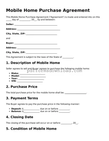 Official Mobile Home Purchase Agreement Document