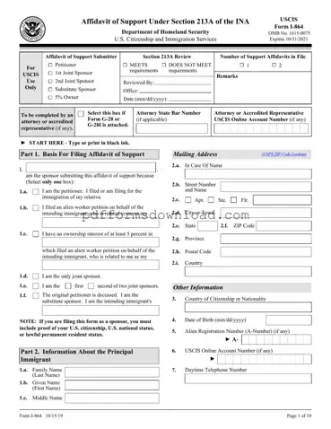 Download USCIS I-864 Template