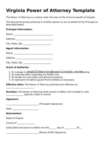 Printable Virginia Power of Attorney Form