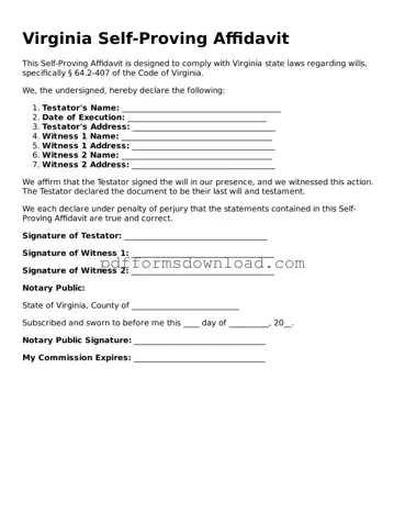 Printable Virginia Self-Proving Affidavit Form