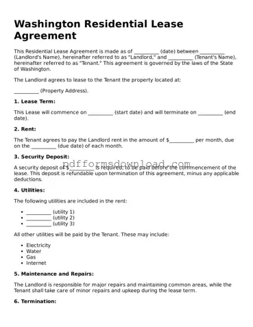 Printable Washington Lease Agreement Form