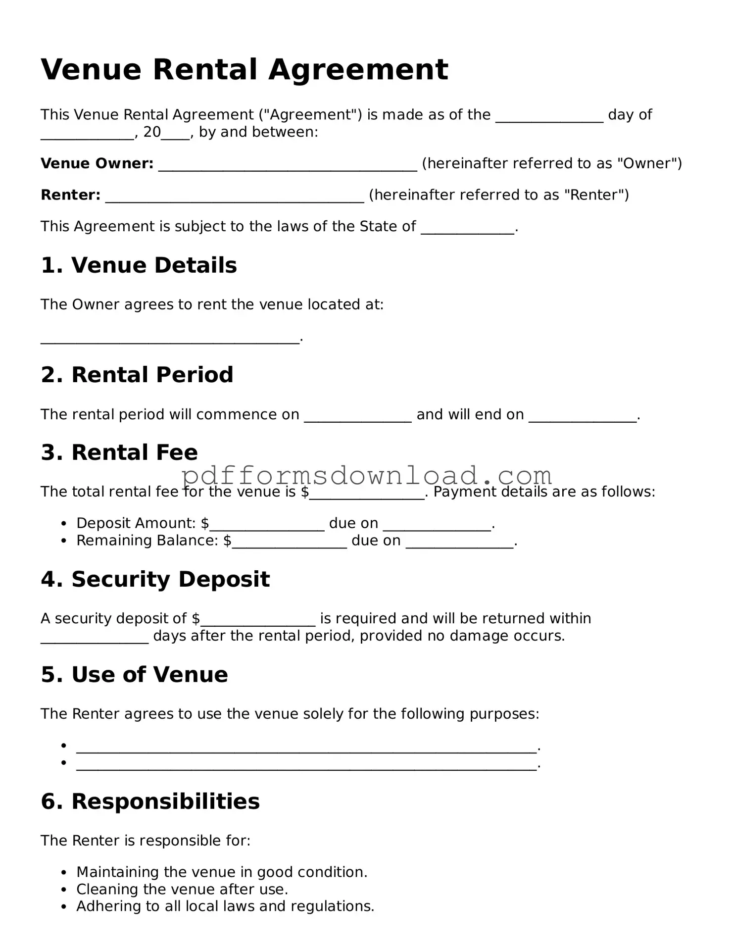 Official Venue Rental Agreement Document