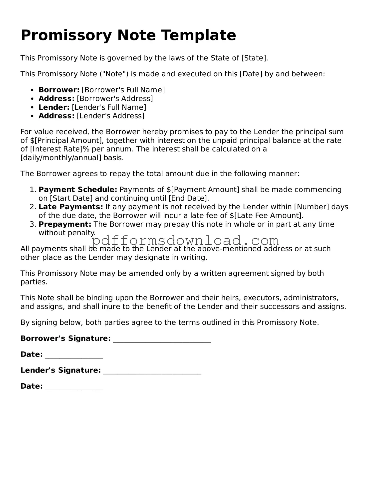 Official Promissory Note Document