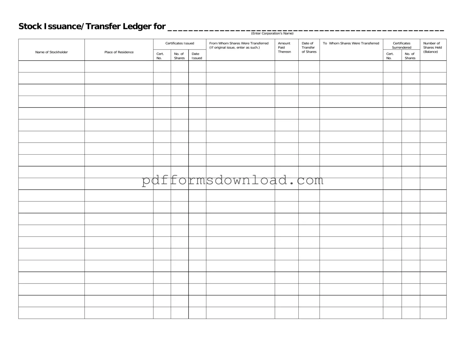 Download Stock Transfer Ledger Template
