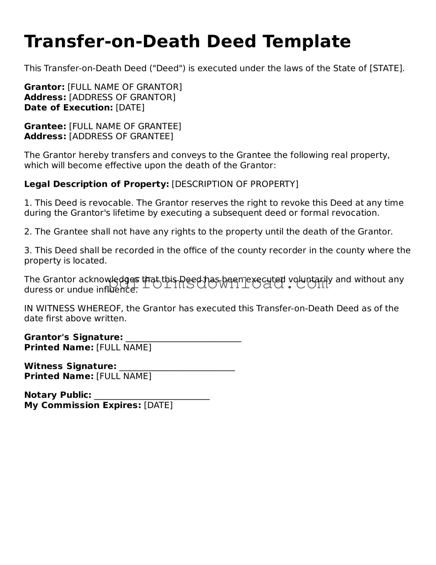 Official Transfer-on-Death Deed Document