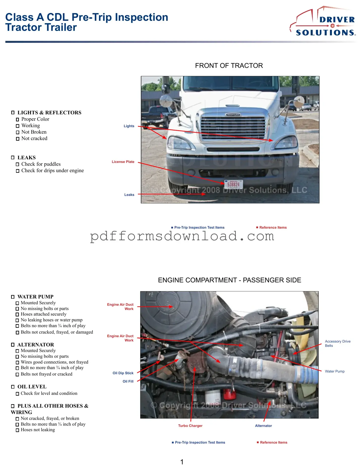 Download Pre Trip Inspection Checklist Template