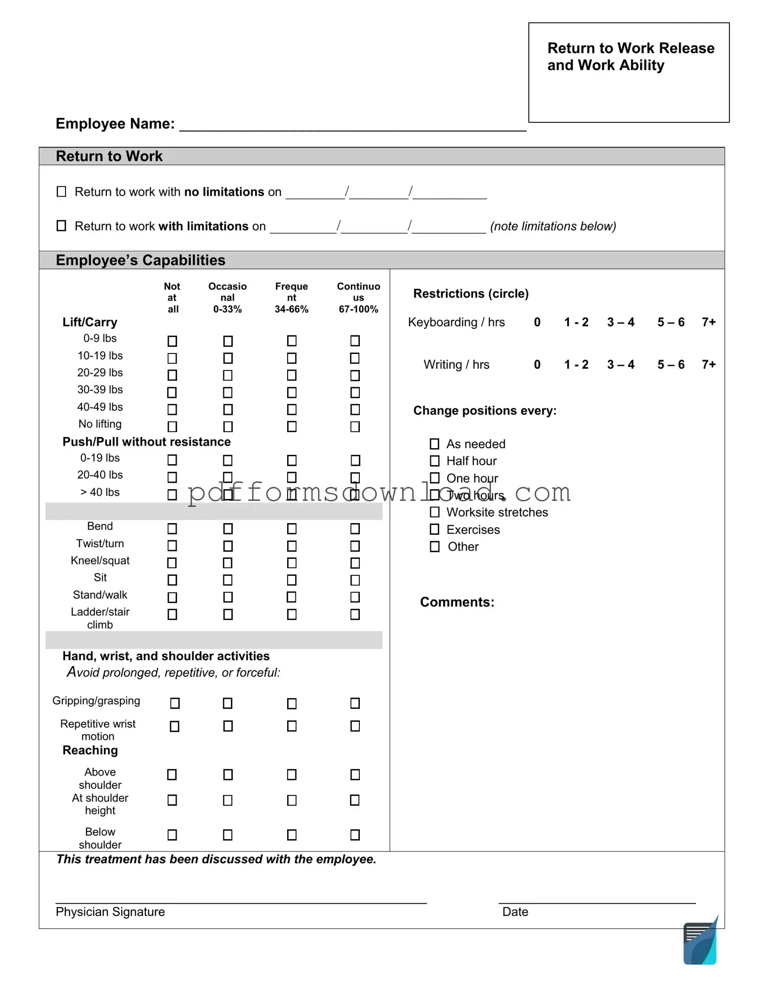 Download Work Release Template